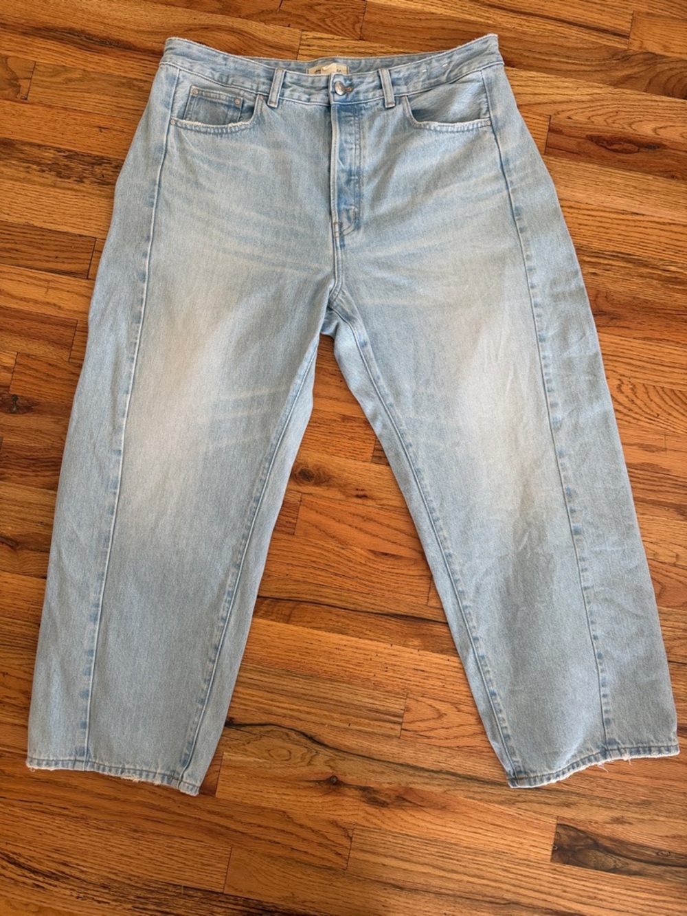 Madewell curvy pieced barrel leg jeans